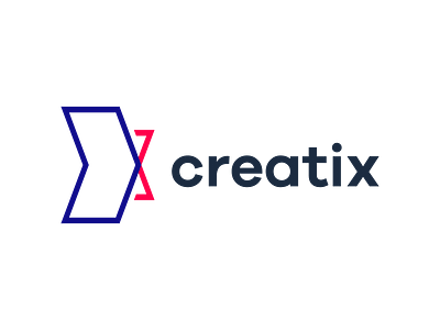Creatix Logo Redesign WIP blue bold branding and identity logo perspective red sharp