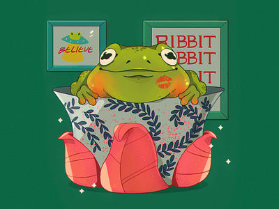 Teacup Frog character character design digital art frog illustration illustrator plants