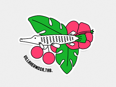 Tabasco illustration pejelagarto plants sticker tabasco villahermosa