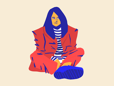 Sit blue character character design girl illustration illustration red sitting