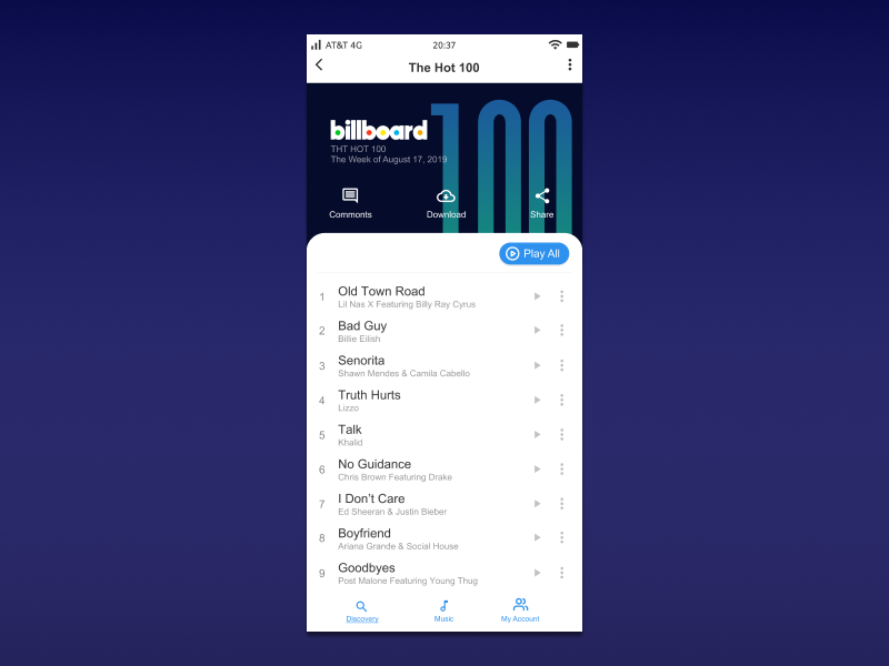 Dailyui019 Leaderboard app design dailyui019 dailyui billboard leaderboard music app uiux uidesign ui