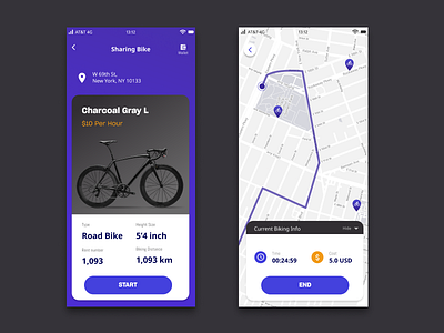 DailyUI020 Location Tracker app design dailyui dailyui020 location tracker mobile sharing bike ui uidesign uiux