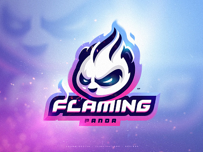 Flaming Panda (SOLD) character cute drawing dribbble fire flames head hot illustration logo mascot panda vector