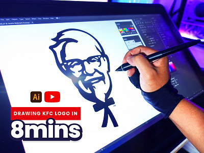 Drawing KFC logo in 8mins (see description) character colonelsanders drawing dribbble eight illustration kfc logo mascot minutes vector wacom