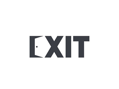 Exit black design flat grey illustration logo type vector