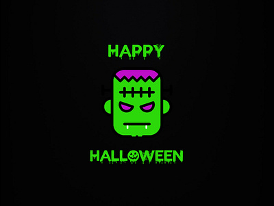 frankenstein clean design halloween icon illustration simple