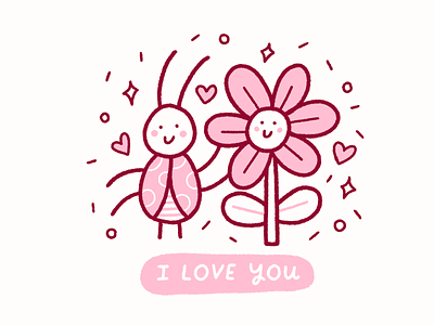 Bug & Flower Love cute drawing illustration ipadpro love procreate
