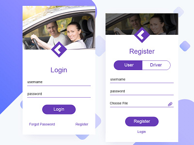 Customers service app login/register screen app design logo ui