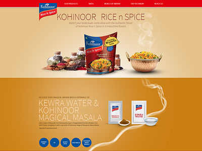 kohinoor rice n spice design typography ui web website