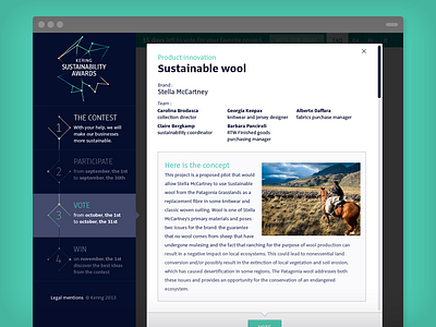 Kering, Sustainability Awards artistic dierction ux web design