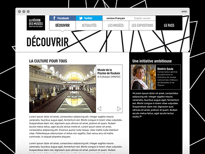 Région des musées black white cultural project web design website