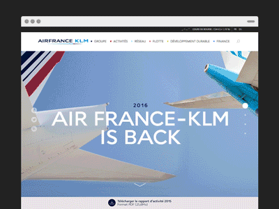 Air France-KLM Annual Report Page airlines corporate ui ux web