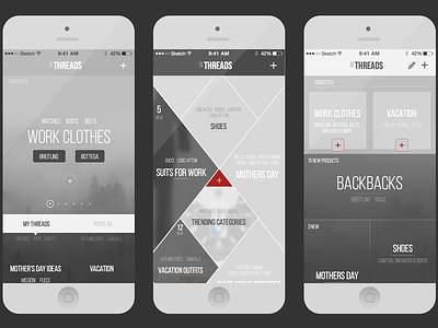 Threads concept iphone ux wireframe