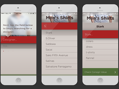 Selection Flow concept iphone ui ux wireframe