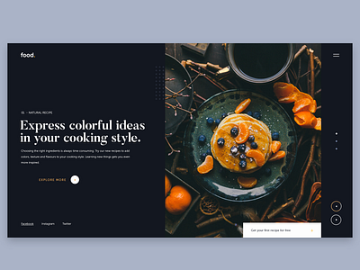 Food blog clean clean design color contrast dark interface design design food blog interface design landing page layout site typography ui user center design ux web web design webpage website