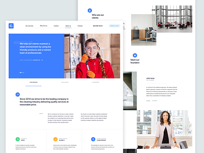 About Us | Cleaning company about us page design branding clean design cleaning company color design icon interface interface design landing page layout site typography ui user centered design ux web web design webpage website