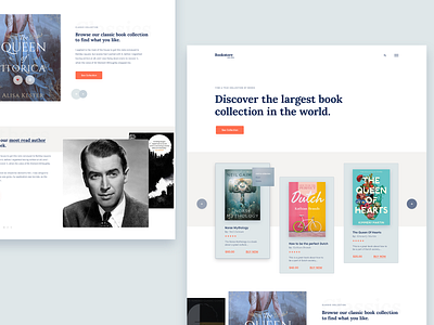 Bookstore bookstore website design clean design color design ecommerce store interface design landing page layout library minimal site typography ui usability user interface cards ux web web design webpage website