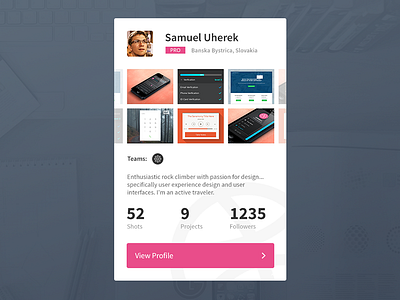 Dribbble Profile Card about blue card design dribbble info profile shot