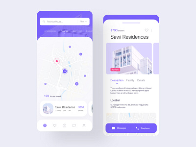 Homie App for Real Estate app clean design finding home modern design nearby purple ui ux