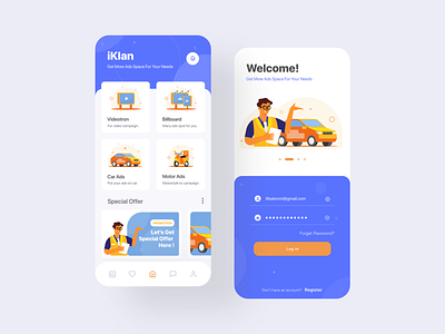 iKlan App, Home Page app blue clean design clean ui concept design homepage illustration login screen ui uidesign ux