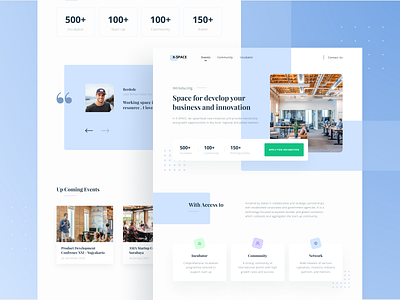 X Space Incubator blue clean design clean ui concept design homepage landing page modern simple ui ux web working space