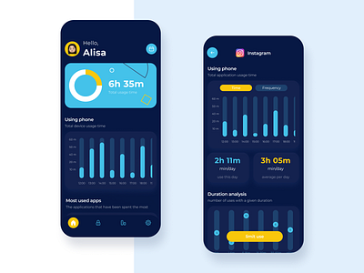 Phone use control app design devices icon interface ios minimal ui ux vector