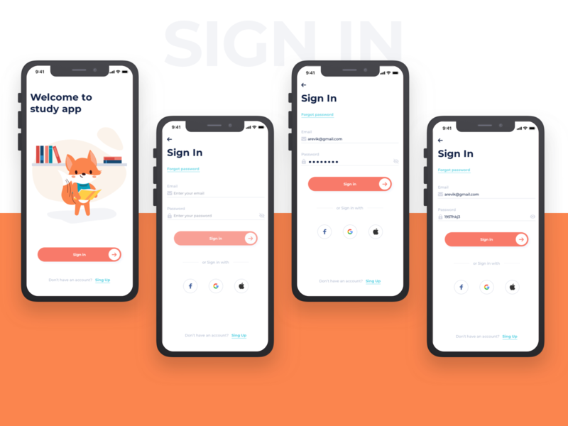 Sign in for ma Study App app clean design devices icon illustration interface ios mobile simple sketch ui ux vector