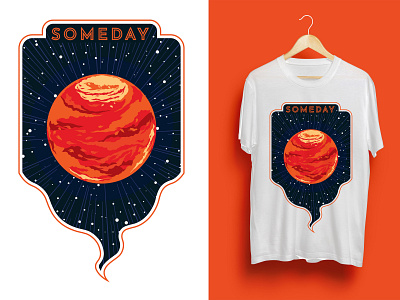 Someday (we're gonna live in Mars) art blue design drawing fashion flat graphic graphic design graphicdesign illustration mars planet red sci fi space star t shirt vector
