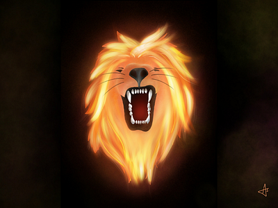 Lion Illustration art design fire power flame illustration lion procreate vector