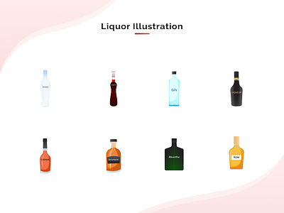 Beverages Illustration -1 alcohol beverages bottle design design design art flat design illustration illustration art illustrator liqour liqour illustration vector vector design
