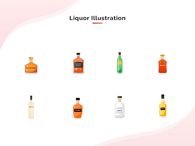 Beverages Collection - 2 alcohol beverages beverages collection bottle design design art flat design illustration liqour vector vector art vector design vector illustration