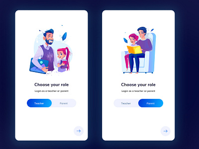 Educational App app design app ui application design flat design illustration parents teacher toggle toggles ui ui design ui ux ux vector art
