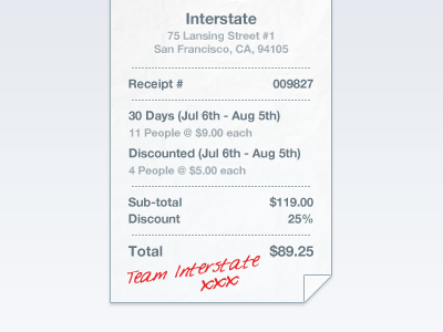 Receipt billing interstate interstateapp invoice payments pricing receipt