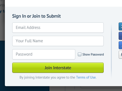 Sign In or Join button checkbox form interstate interstateapp join login sign in