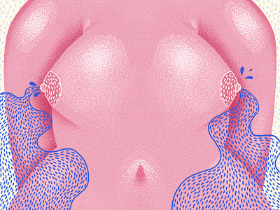 Milky boobs breastfeeding digital art digital painting editorial illustration illustration illustration art milk motherhood nude photoshop texture women