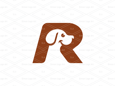 Letter R Happy Dog Logo for Sale