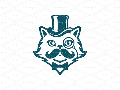 Gentleman Persian Cat With Moustache Logo for Sale