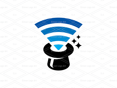 Magic Wifi Logo antenna broadband cellphone cellular computer connection connectivity cyber cafe hotspot magic magical magician networking smartphone technology telecommunication top hat web hosting wifi wireless