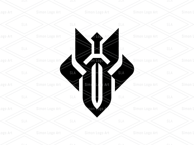 Modern Wolf Sword Warrior Logo for Sale