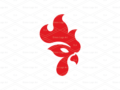 Fire Hot Rooster Logo barbecue cafe cafeteria chicken cock cockerel crowing delicious fire flame food and beverage hen hot logo red restaurant roaster spice spicy yummy
