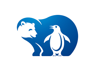 Polar Bear and Penguin Friends Logo for Sale