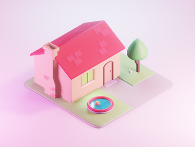 Tiny House 3d blender house low poly
