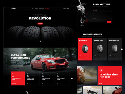 Tire Company Web site automotive car dark landing page