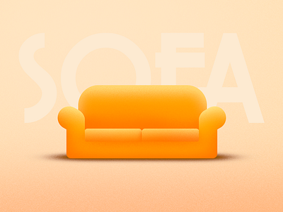 Sofa gradient grain icon illustration typography