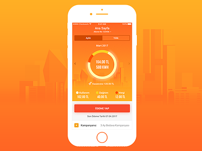 App Dashboard chart city dashboard gradient illustration ios pie