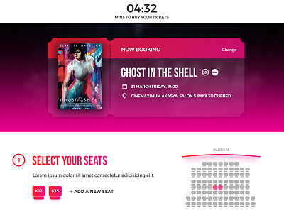 Movie Tickets Booking cinema film gradient movie seat ticket ui ux website