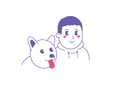 Boy and his best friend avatar corgy dog illustration minimal portrait simple