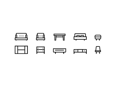 Simple Furniture Icons chair couch glyph household icon set illustration living room outline sofa table vector