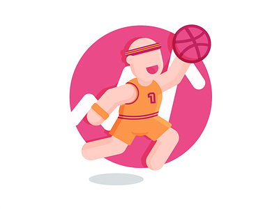 One - Two Step basketball character design dribbble illustration layup player sticker stickers
