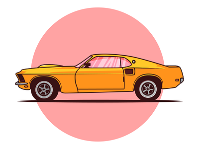Ford Mustang 1969 car flat ford ford mustang illustration sticker vector yellow